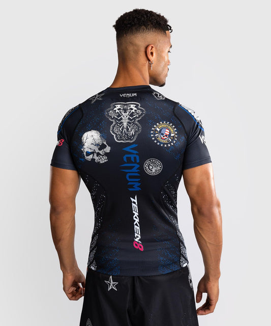 Venum Men's Standard Short Sleeve Rashguard, Black/Blue, Medium